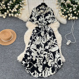 Short-Sleeved Dress Women Autumn Polo Tie Straps To The Waist Design Small Chic Temperament Long