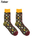 Men Socks Cartoon Cactus Flower Leaf Wood Plant Harajuku Funny Happy Hip Hop Skate Male Cotton Sock Street Style