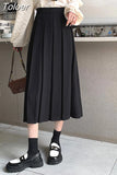 A-line Skirt Women's Fashion Elastic Elegant All-match High Waist Office Streetwear Chic Skirt Korean Style