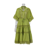 Court Style Lace Lace Hollow Hook Short Blouse High-Waisted Lace Spliced Skirt