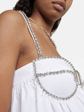 Fashion Women's Dress Slash Neck Sleeveless Backless Spliced Drilling Chain Flounce White Dresses Summer 2023 New