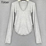 Long Sleeve Tshirt Women 2023 Fashion Slim White Woman Tshirts Tops High Elasticity Thin Skinny Tee Shirt Blusas