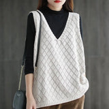 Vests Women Baggy Korean Style Students High Street Casual Cozy Sleeveless Female Vintage Knitted Outerwear Simple