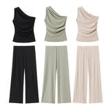 New Ribs Asymmetrical Neck Cover Stomach Sleeveless Vest