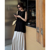Fashion Collar Sleeveless Vest Loose Dress Sweet Sweet Folded Skirt