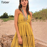 V Neck Bandage Tie Backless Sexy Mini Dress 2023 Summer Women Strap Dresses Boho Casual Beach Dress Female