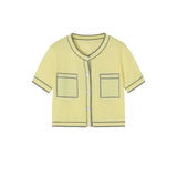 yellow small sweet round collar knitting cardigan female spring new brief paragraph cultivate one's morality