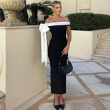 Women's Autumn And Winter New Fashion Temperament Shoulder-Less Cuffed Body-Cuffed Dress