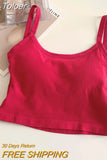 Women Sexy Backless Camis Underwear Padded Bra Fixing Cup Cross Back Knitted Crop Tops Off Shoulder Tops For
