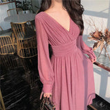 Elegant Dress Women Autumn Sequin Party Midi Dress Female Casual Chiffon Slim Korean Dress 2022 Autumn Women's