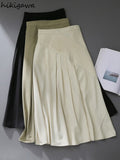 Faldas De Mujer Irregular Patchwork Folds Skirts Women Highi Waist Slim Fit A-line Summer Vintage Skirt Elegant Long