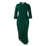 Women's Spring Elegant OL Fashion Long Sleeve Blouse Lace-Up Dress Two-Set African