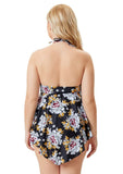 Halter Floral Print Plus Size One Piece