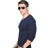 2020 Lycra Slim Fit Men'S T-Shirt 4XL Long Sleeved T Shirt Men Pure Color Casual Muscle Mens Long Sleeve Tees For