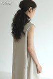 Plain Dress For Women O Neck Sleeveless Minimalist Casual Loose Maxi Dresses Female 2023 Summer Fashion Korean