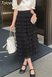 Skirts Womens Korean Fashion Clothing High Waist Slim Fit Sweet Temperament Jupe Korean Long Skirt 2023 Faldas De