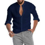 Explosion Autumn/Winter V-Neck Linen New Cardigan Long-Sleeved Men's