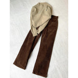Coffee Color Wick Plus Velvet Sleeves Sleeves Women Autumn And Winter Small High-Waist Loose Loose Thickened Long