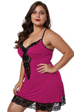 Sexy Plus Size Straps V Neck With Lace Mini Dress