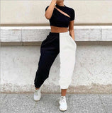 Letter Print High street Sweatpants Women Fashion High Waist Trouser Joggers Pants Drawstring Trousers Harem Pants