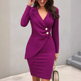2025 Body-Buttoning Hip-Bottom Button Buckle Professional Dress