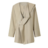 Women Camel Irregular Big Size Blazer New 0-neck Long Sleeve Loose Fit Jacket Fashion Tide Spring Autumn 2023