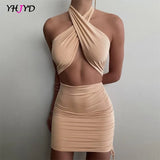 women's dress 2021 sleeveless sexy halter mini dress women bodycon sundress hollow out streetwear party club wear