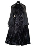 Dress Dress Women Autumn And Winter High-Grade Smense Diamond Lily Lightened Waist Temperament Velvet Dress