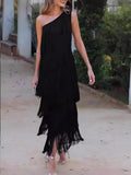Eso-Shouldered Asymmetric Dress 2025 Spring And Summer