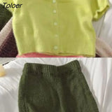 Women Sets Crop Top Solid Slim Casual Sweet Sexy Candy Color Kawaii Streetwear Cozy Korean Style Basic Chic Spring Mujer Ins