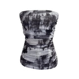 Splash Ink Dye Mesh Wrap Chest Vest Irregular Stacked Folded Sleeveless Top