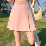 Skirt Women Korean Style High Waist Solid Folds Trendy Streetwear Sweet Holiday A-line Ins Summer All-match Girlish