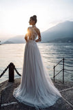 party dress gift 2022 Boho Long Sleeves Wedding Dresses White Dots Appliques Lace Bridal Gowns Tulle Beach Bohemian Party Floor Lenth Custom