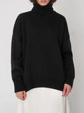 Oversized Turtleneck Sweater Women Winter Warm Loose Solid Pullovers Thick Green Turtleneck Jumper Vintage Sweaters