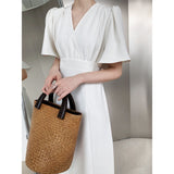 Chiffon Puff Sleeve Split Dress Green White Elegant Summer Women Maxi