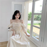 Party Sannian Dress Women Spring And Summer 2022 New Square Collar Pleated Fairy Dress Waist Thin A-line Dresses