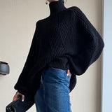 Autumn Winter Thick Turtleneck Sweater Za Women Knitted Oversized Pullover Blouse Long Sleeve Casual Jumper Soft Warm Femme