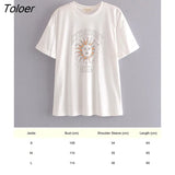 Loose Retro Print T Shirt Women Short Sleeve O Neck Cotton Tshirt Shirts Summer 2023 Woman tshirts Oversize Tops
