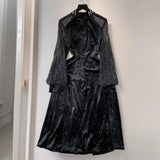 Dress Dress Women Autumn And Winter High-Grade Smense Diamond Lily Lightened Waist Temperament Velvet Dress