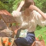Embroidery Shirts Women Thin Summer Long Sleeve Sun-proof All-match Elegant Lovely Females Retro Tops Mujer Ropa