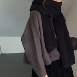 Women Mulitcolor Long Black Wine Red Keep Warm Scarf New Long Personality Fashion Tide Autumn Winter 2022