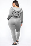 Plus Size Casaul Solid Hoodies And Pant