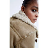 Toloer Winter New Women's Double-Sided Fur Integrated Suede Motorcycle Style Jacket Coat Female-Outfit