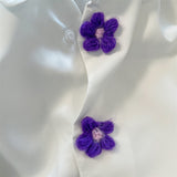 White Blouses for Women Knitted Floral Button Shirts French Style 2023 Long Sleeve Casual Spring Sweet Top Asian