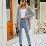 Casual Knitted Long Cardigan Sweater Women Knitwear Coats Elegant Winter Female Tops Cardigans with Pockets Mujer