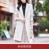 Long Suit Coat Female Spring And Autumn Dress Senior Sense Of Leisure Temperament Goddess Fan Professional Suit Khaki Windbreaker-Outfit