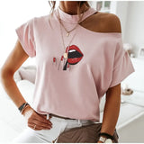 Shoulder O-neck Short Sleeve Women's Tshirt Loose Solid Ovesize Ladies Tshirts 2021 Fashion Casual Women Summer Clothes