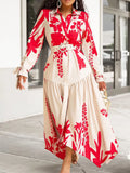 Women's Summer New Long-Sleeved Print Clip Irregularly Easier Grand African