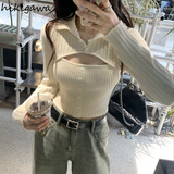 Sweater Women Y2k Tops Sexy Sweaters for Women Chic Hollow Out Tunic Knitted Jumper Sueter Mujer Fashion Korean