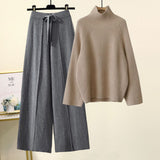 Version Of The Lazy Suit Women 2025 New Autumn And Winter Thick Thick Knitted Knitted Knitted Wide Leg Pants Two